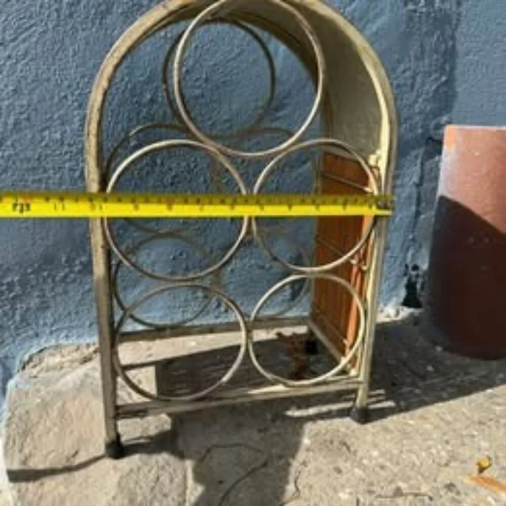 Vintage Metal & Bamboo Wine Rack